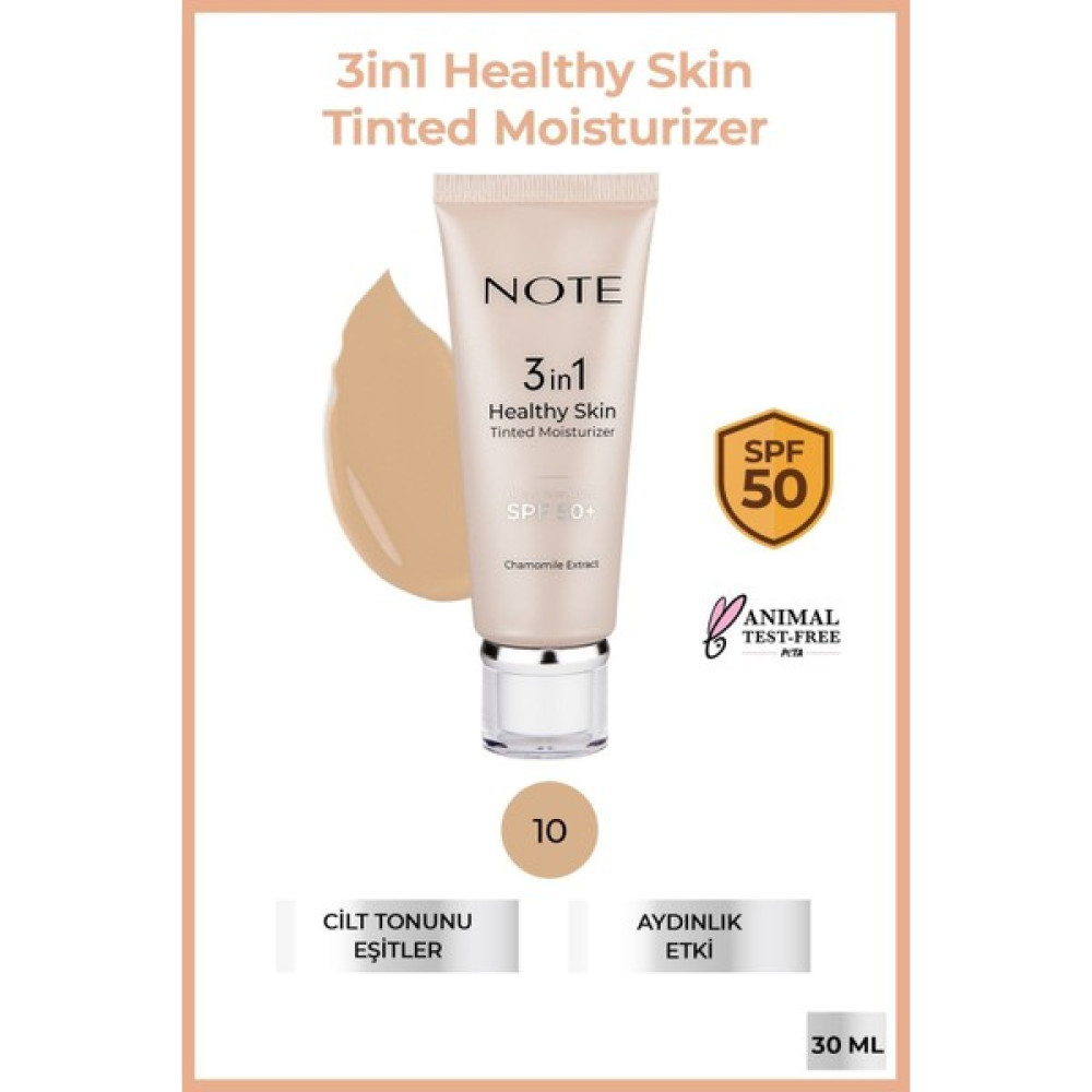 Note Cosmetics 3 In 1 Healthy Skin Tinted Moisturizer Renk Ton Eşitleyici 50 Spf+ Aydınlatıcı Krem Cilt ve Yüz Bakımı Fiyatı