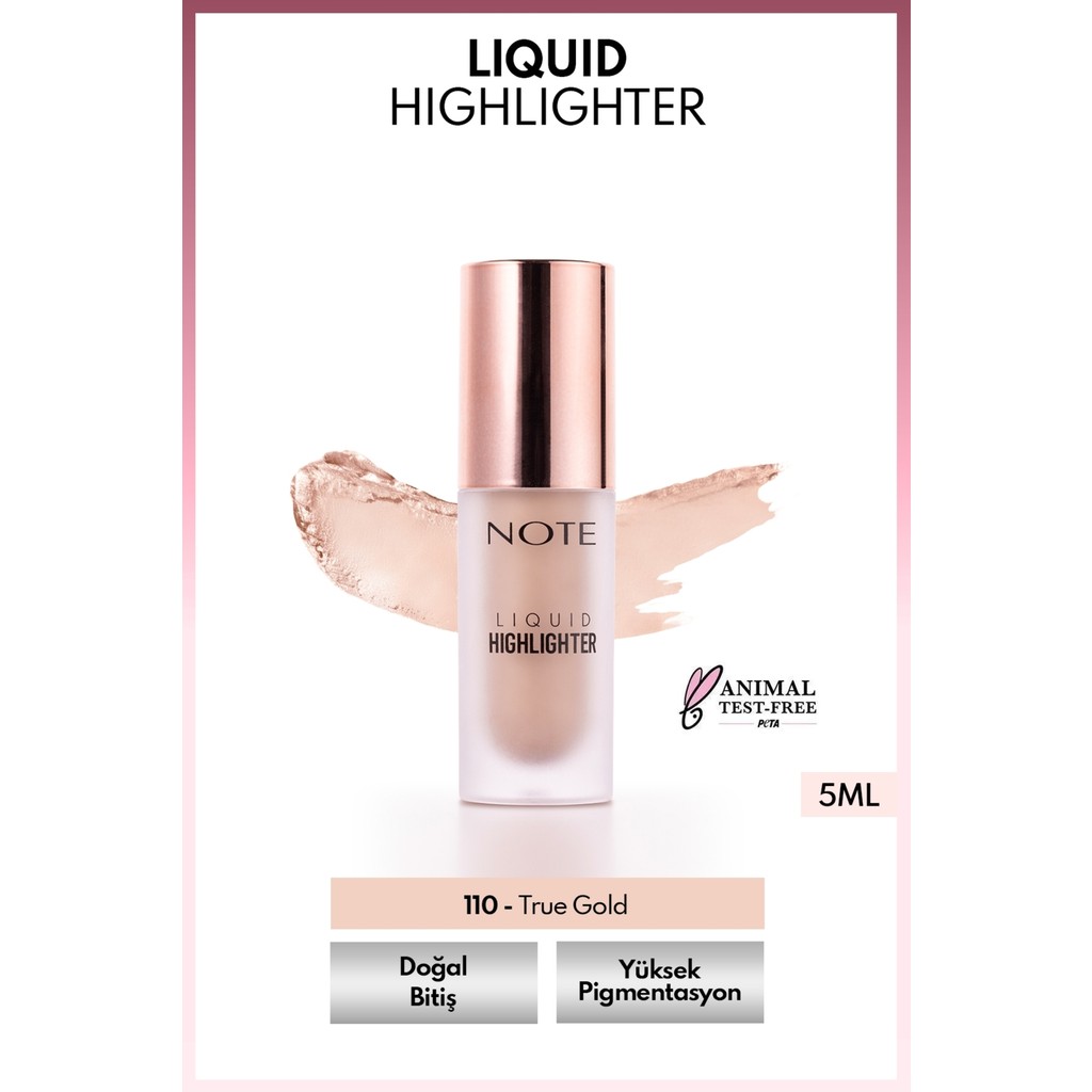 Note Cosmetics NOTE 110 ''True'' Gold Renkli Likit Aydınlatıcı 5 ml Nemlendirici Etkili Doğal Bitiş - Altın Aydınlatıcı Fiyatı