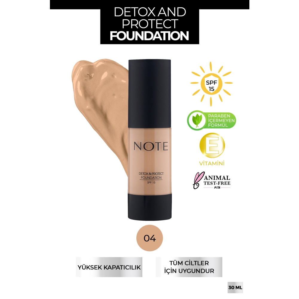 NOTE Detox & Protect Fondöten Canlandırıcı Etki 04 Sand Fondötenler Fiyatı