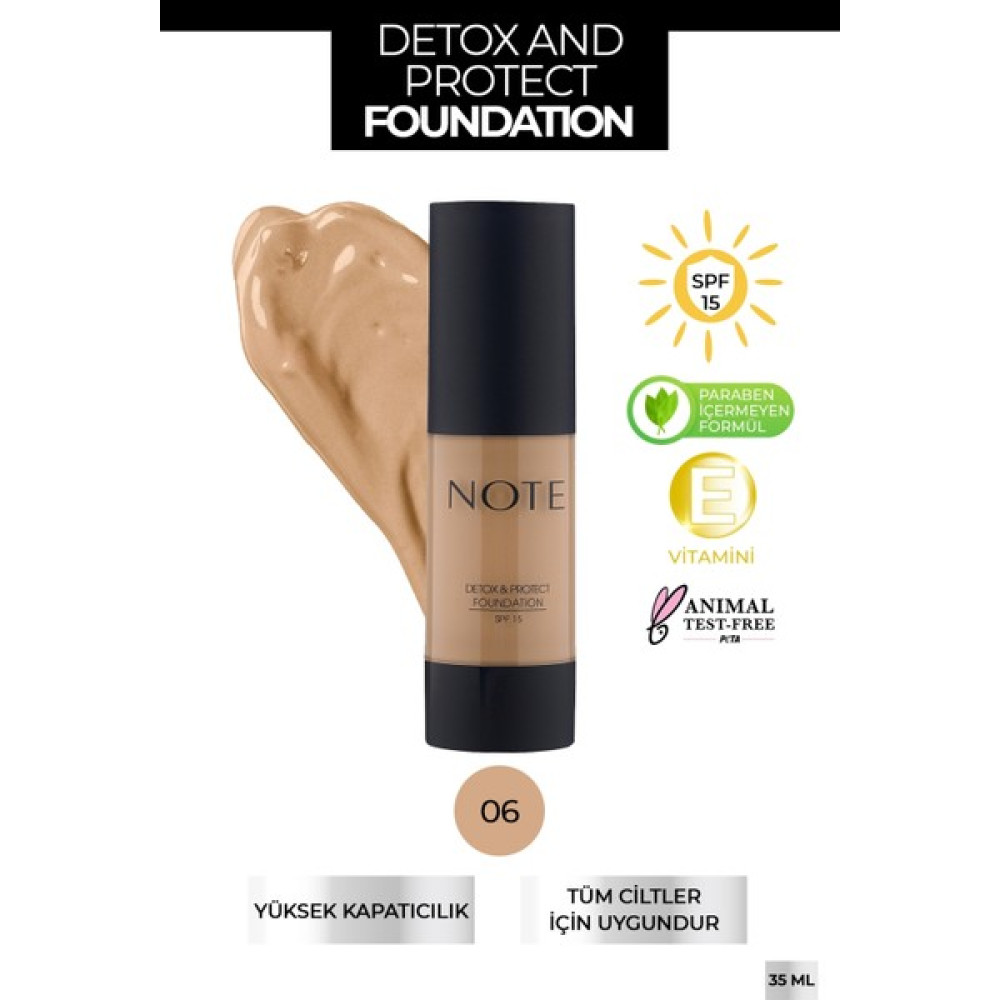 Note Detox & Protect Fondöten Canlandırıcı Etki 06 Dark Honey Fondötenler Fiyatı