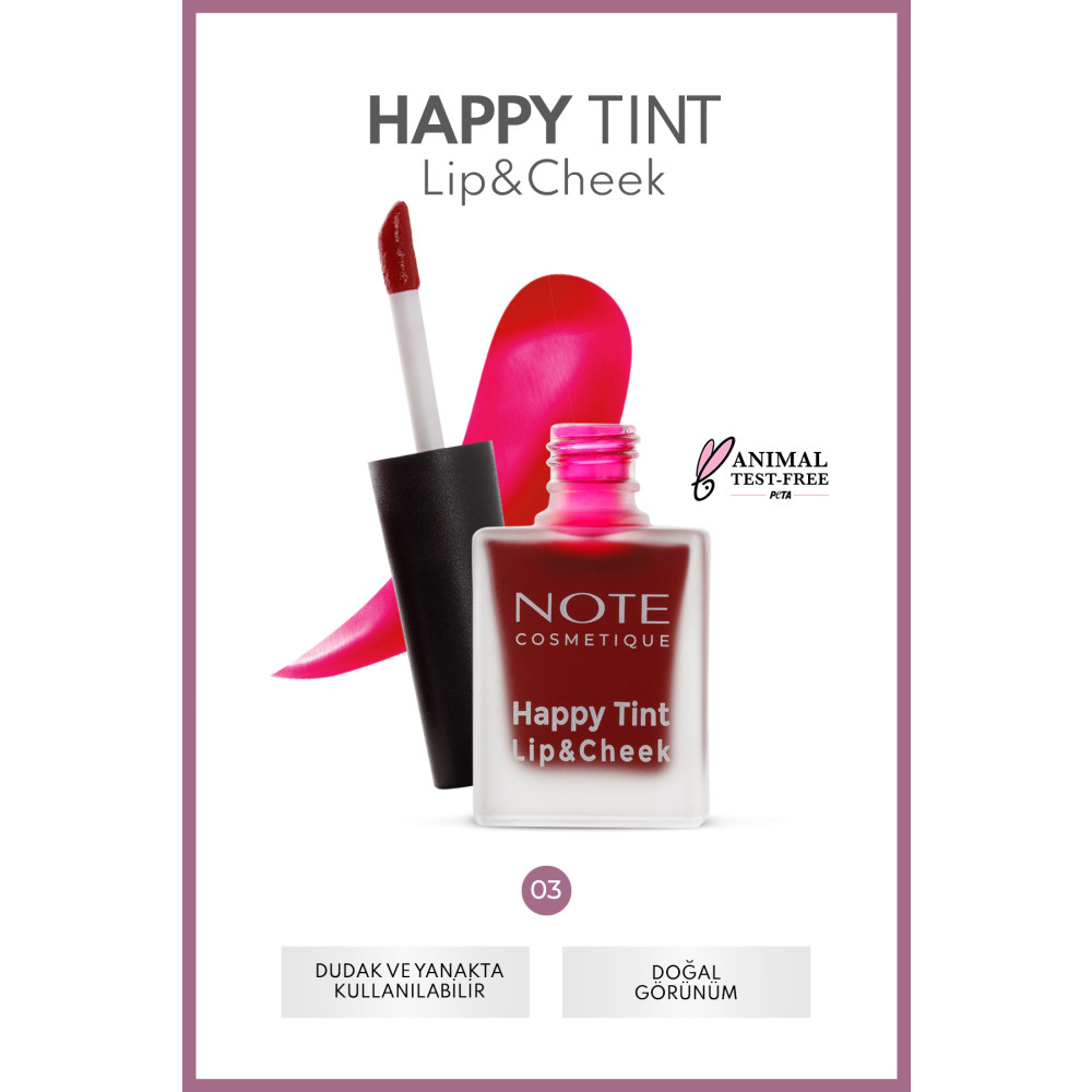 NOTE Happy Tint Lip & Cheek 03 Sweet Pink Dudak ve Yanak Renklendirici Likit Allık - Pembe Allık Fiyatı