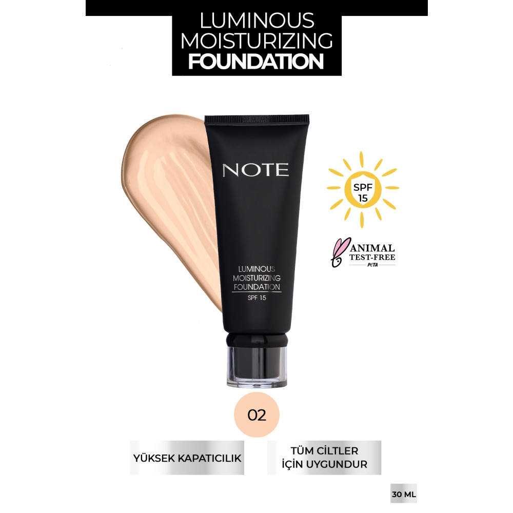 NOTE Luminous Moisturizing Fondöten 02 Natural Beige Fondötenler Fiyatı