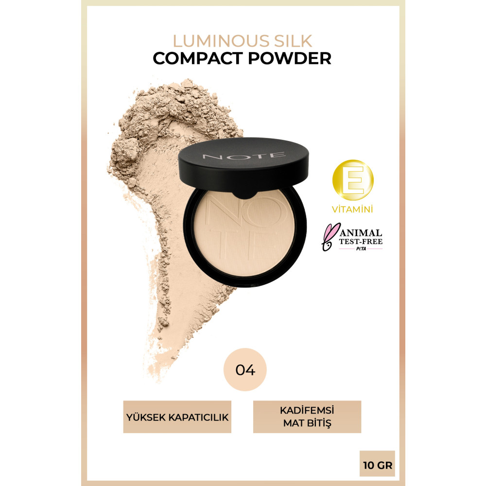 NOTE Luminous Silk Compact Powder 04 Sand Mat Bitişli Toz Yüz Pudrası Makyaj Ürünleri Fiyatı