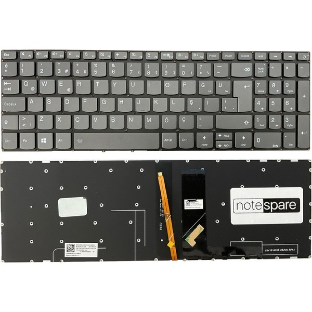 Notespare Lenovo ile Uyumlu Ideapad L3-15ITL6 82HL009KTX039 Klavye Işıklı Füme Tr Power Tuşlu Versiyon - Siyah - 5*10*1 Oto Boyaları Fiyatı