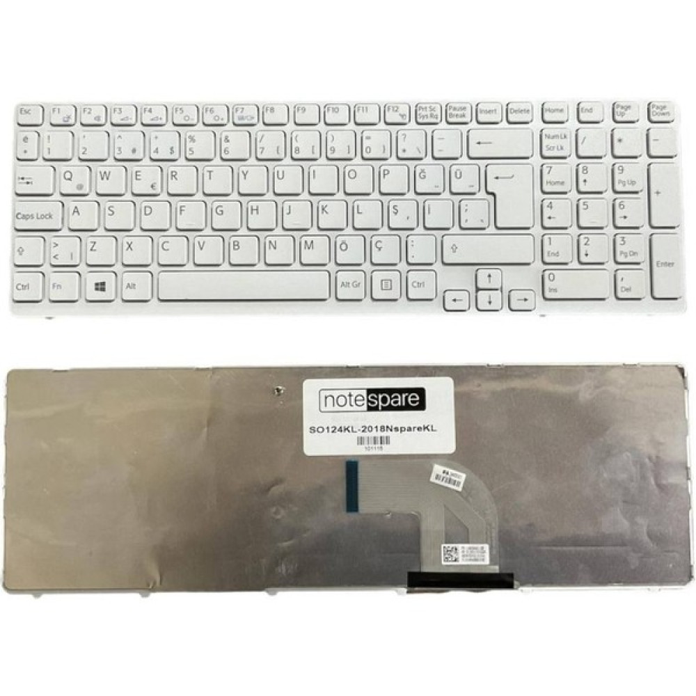 Notespare Sony ile Uyumlu Vaio SVE1512K1E, SVE1512K1R, SVE1512L1R, SVE1512M1E Notebook Klavye Beyaz Tr - Siyah - 5*10*1 Laptop Yedek Parçaları Fiyatı