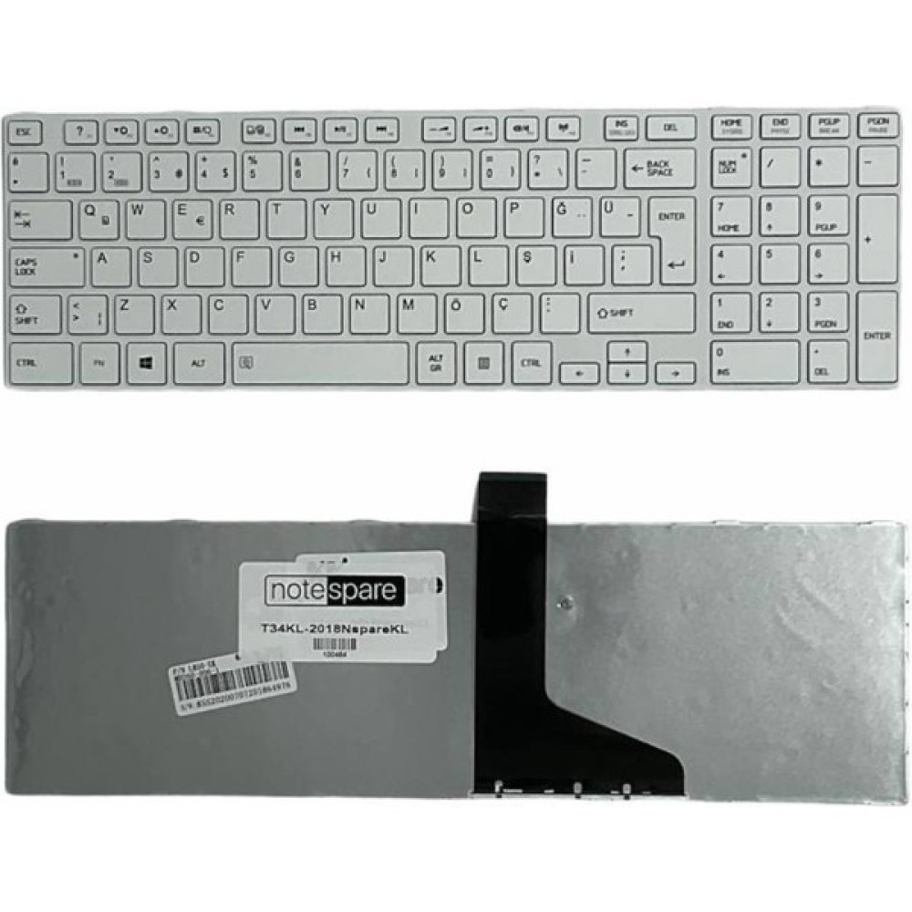 Notespare Toshiba ile Uyumlu V130526AS3, V130562AK1, V130562AS3 Notebook Klavye Beyaz Tr - Siyah - 5*10*1 Laptop Yedek Parçaları Fiyatı