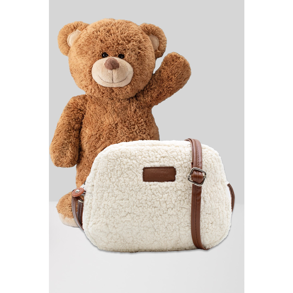 NOTHING Kadın Taba Krem Kürklü Peluş Mini Urban Çapraz Omuz Çanta Unisex Çanta & Cüzdan ve Seyahat Çantaları Fiyatı