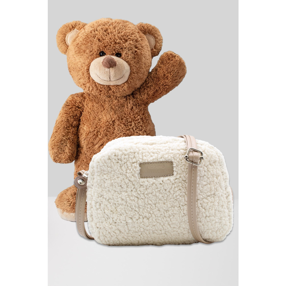 NOTHING Kadın Vizon Krem Kürklü Peluş Mini Urban Çapraz Omuz Çanta Unisex Çanta & Cüzdan ve Seyahat Çantaları Fiyatı