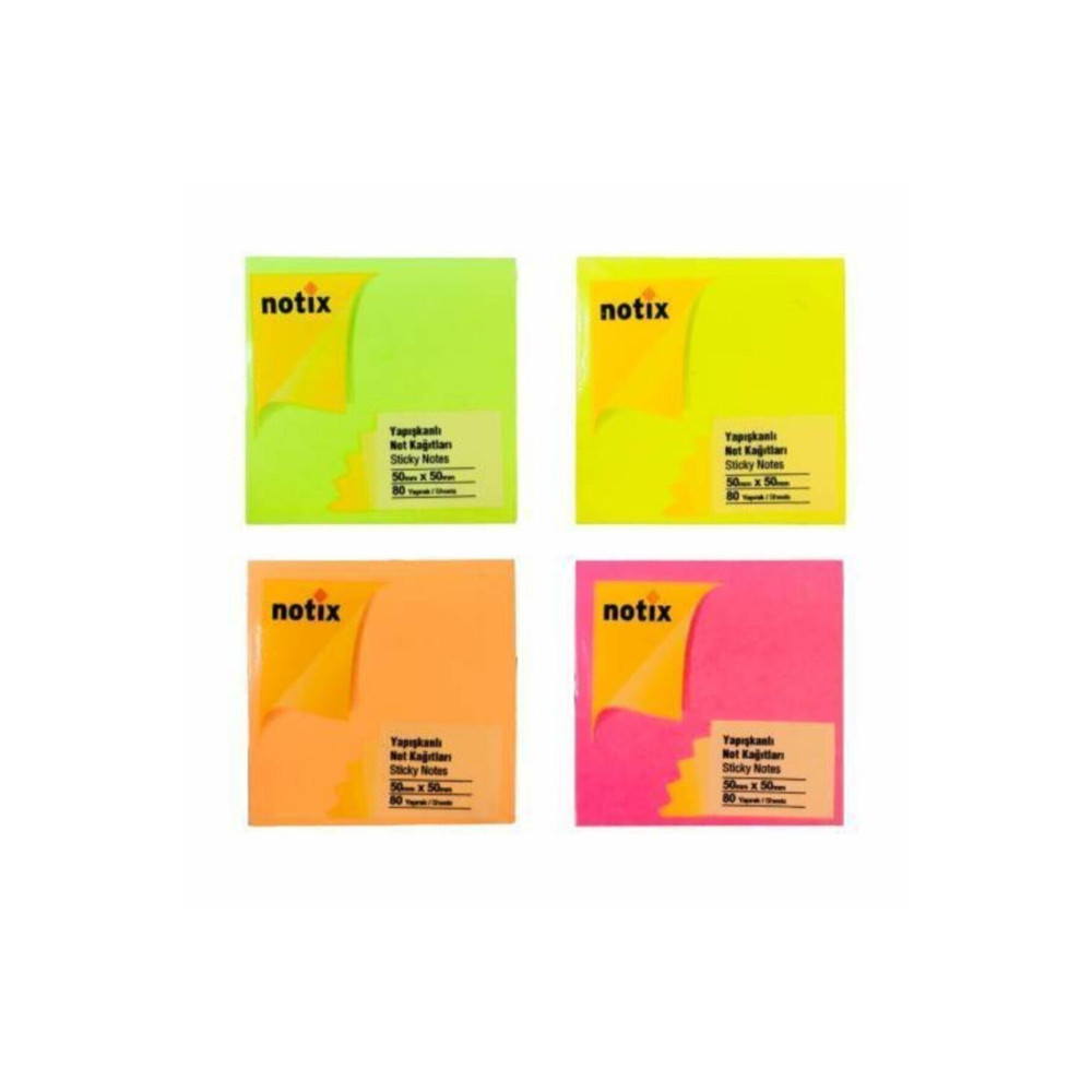 Notix Yapışkanlı Not Kağıdı 50x50mm 80yp Post-it 4 Renk Set Not Defteri & Bloknot Fiyatı