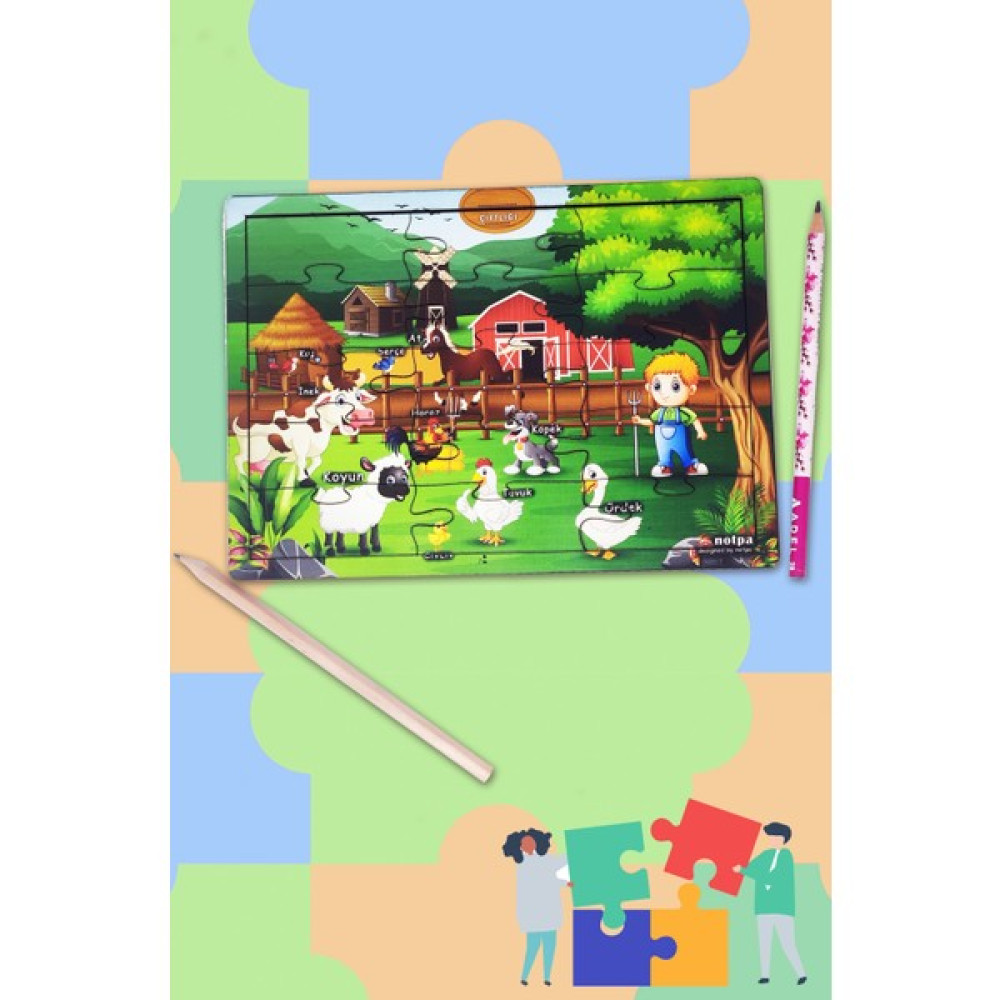 Notpa Ahşap Çiftlik Puzzle 25X18CM, Renkli Çiftlik Bebek, Çocuk ve Okul Öncesi Için Puzzle Eğitici Oyuncak Fiyatı