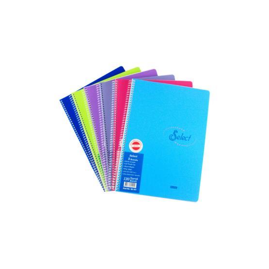 Notte Spiralli Plastik Kapak A4 Select 120 Yaprak Kareli Defter