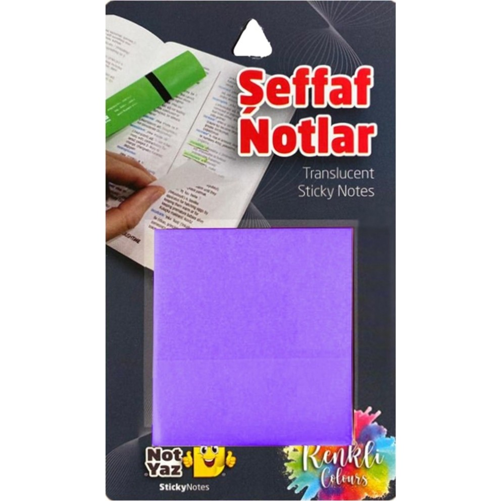 Notyaz Şeffaf Mor Yapışkanlı Not Kağıdı 75X75MM 50 Yaprak Not Defteri & Bloknot Fiyatı