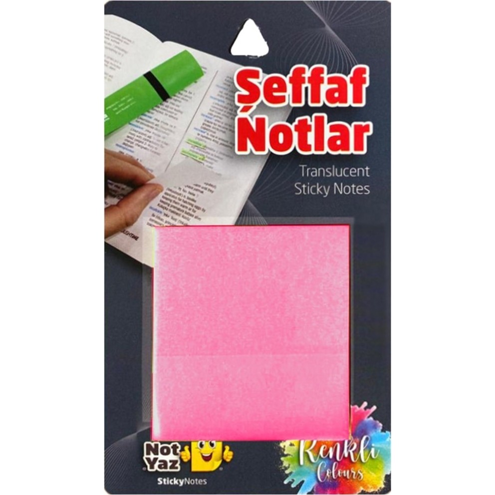 Notyaz Şeffaf Pembe Yapışkanlı Not Kağıdı 75X75MM 50 Yaprak Diğer Fiyatı