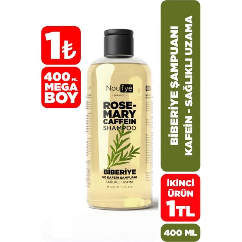 Noufye Biberiye ve Kafein Şampuan, Anti Dökülme ve Sağlıklı Uzayan Saç, Kafein, Keratin ve Provitamin B5 400 ml Şampuan ve Saç Kremi Fiyatı