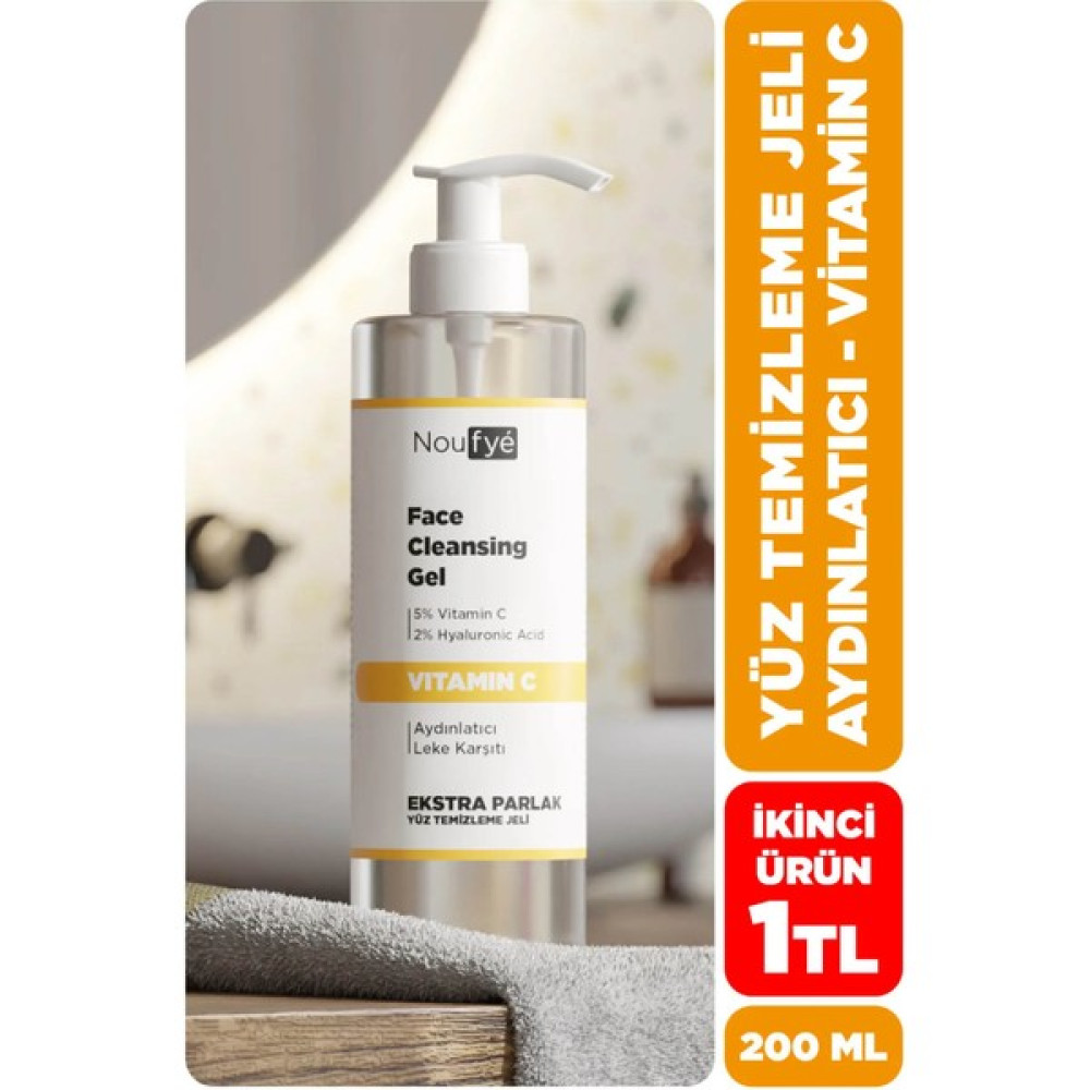 Noufye C Vitamini & Hyaluronic Acid Aydınlatıcı, Leke Karşıtı Yüz Temizleme Jeli 200 ml Cilt Temizleme ve Peeling Fiyatı