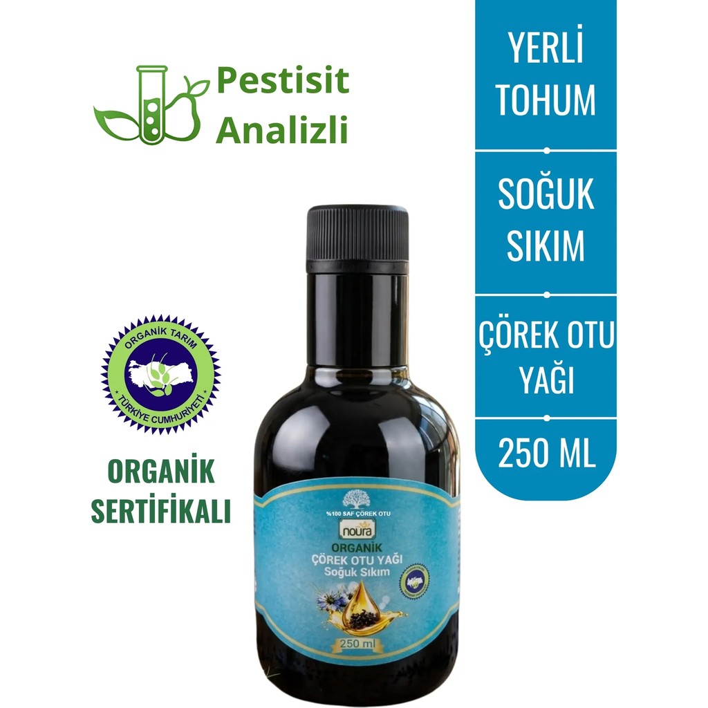 Noura Natural Organik Çörekotu Yağı 250 ML - %100 Saf - Yerli Tohum - Yüksek Timokinon Oranı - Katkısız Diğer Fiyatı