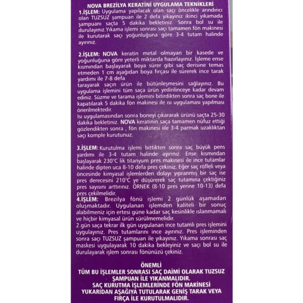 Nova Brezilya Fönü Keratin Oto Boyaları Fiyatı