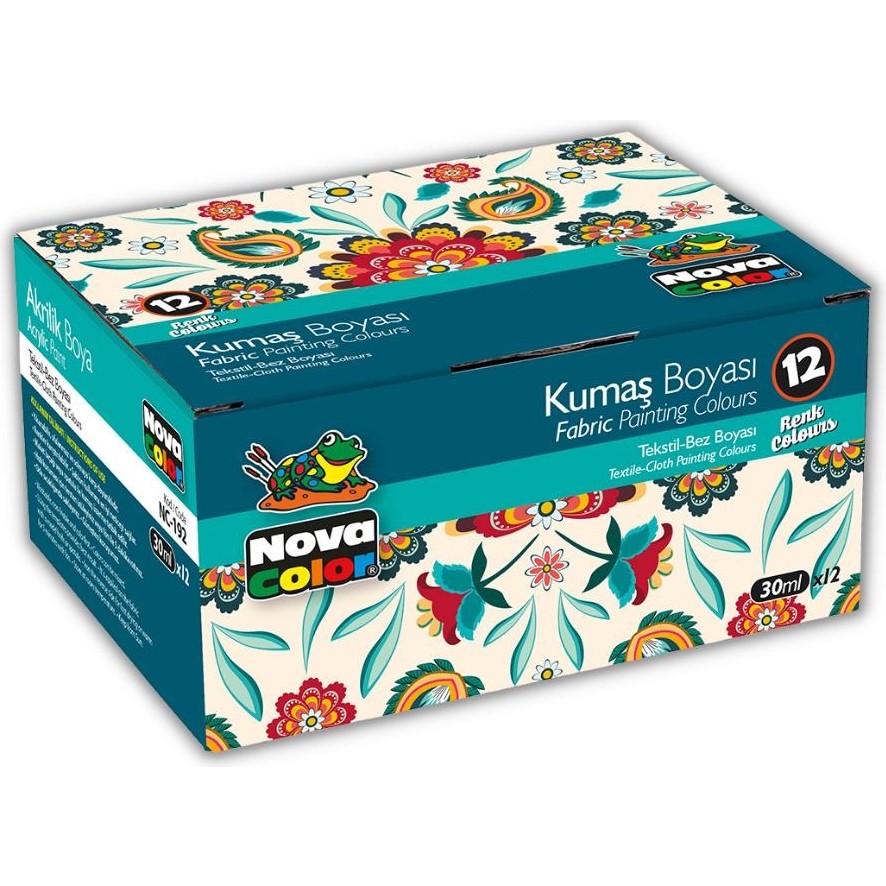 Nova Color Kumaş Boyası 12 Renk 30 ml Tişört Çanta Tekstil Boyası 12 Li 30 ml 1 Paket Giyim & İç Giyim Fiyatı