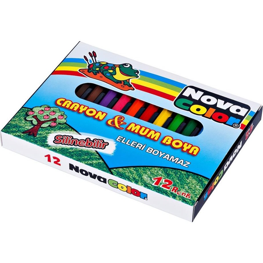 Nova Color Mum Boya 12 Renk Karton Kutu 12 Renk Crayon 1 Adet Novacolor Altıgen Mum Boya 12 Renk Mum Boya Fiyatı