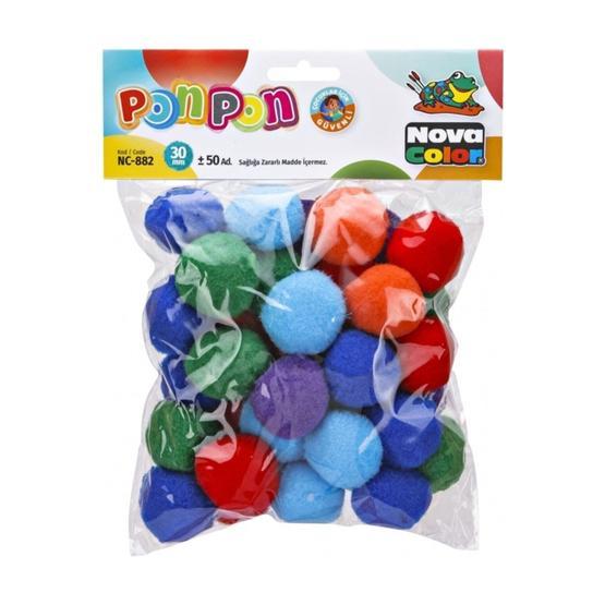 Nova Color NC-882 30 mm Karışık Renk 50'li Ponpon