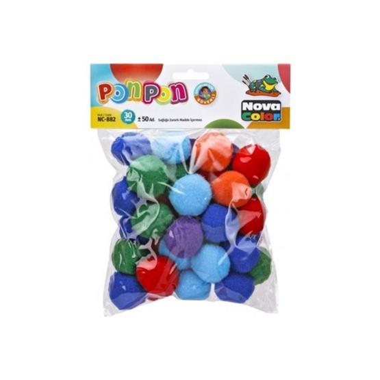 Nova Color NC-882 30 mm Karışık Renk 50'li Ponpon Yardımcı Malzeme Fiyatı