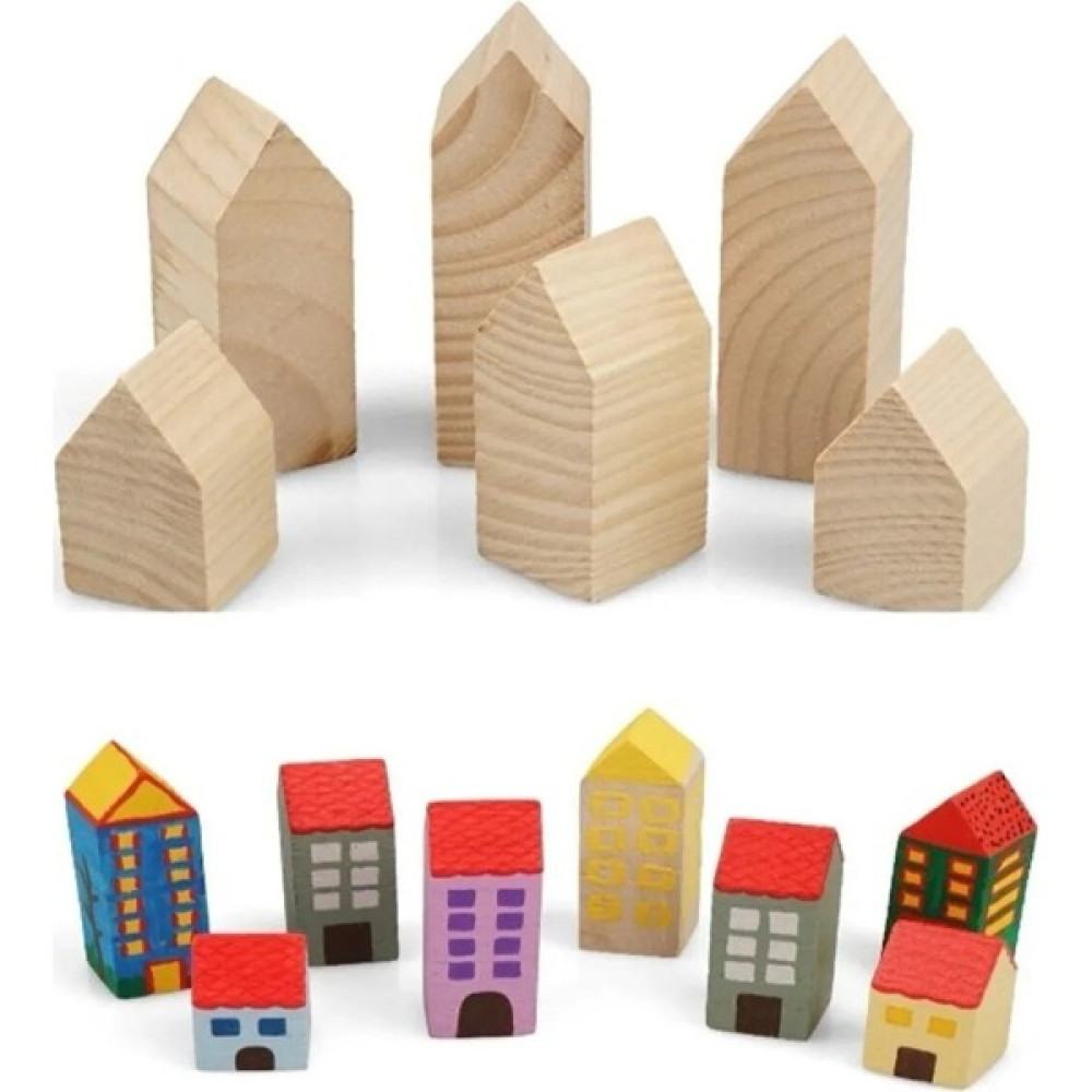 Nova Kids Çocuklar Için Dekoratif Ahşap 6 Parça Ev Boyama Seti (Fırça ve Boyalar Dahil) - Renkli Bebek Oyuncakları Fiyatı