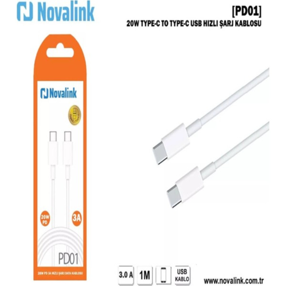 Novalink PD01 Type-C To Type-C 3A Şarj Veri Kablosu Cep Telefonu Şarj Cihazı Fiyatı