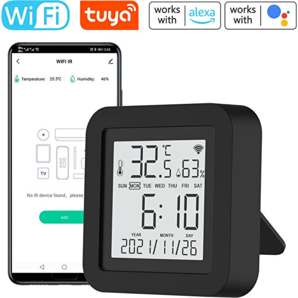Novato Tuya Uyumlu Ekranlı ve Sensörlü Wifi IR Kumanda Kontrolcüsü (Ir Kumanda, Sıcaklık ve Nem Sensörü) Mobil Uygulama Üzerinden Kontrol Nalburiye & Hırdavat Fiyatı