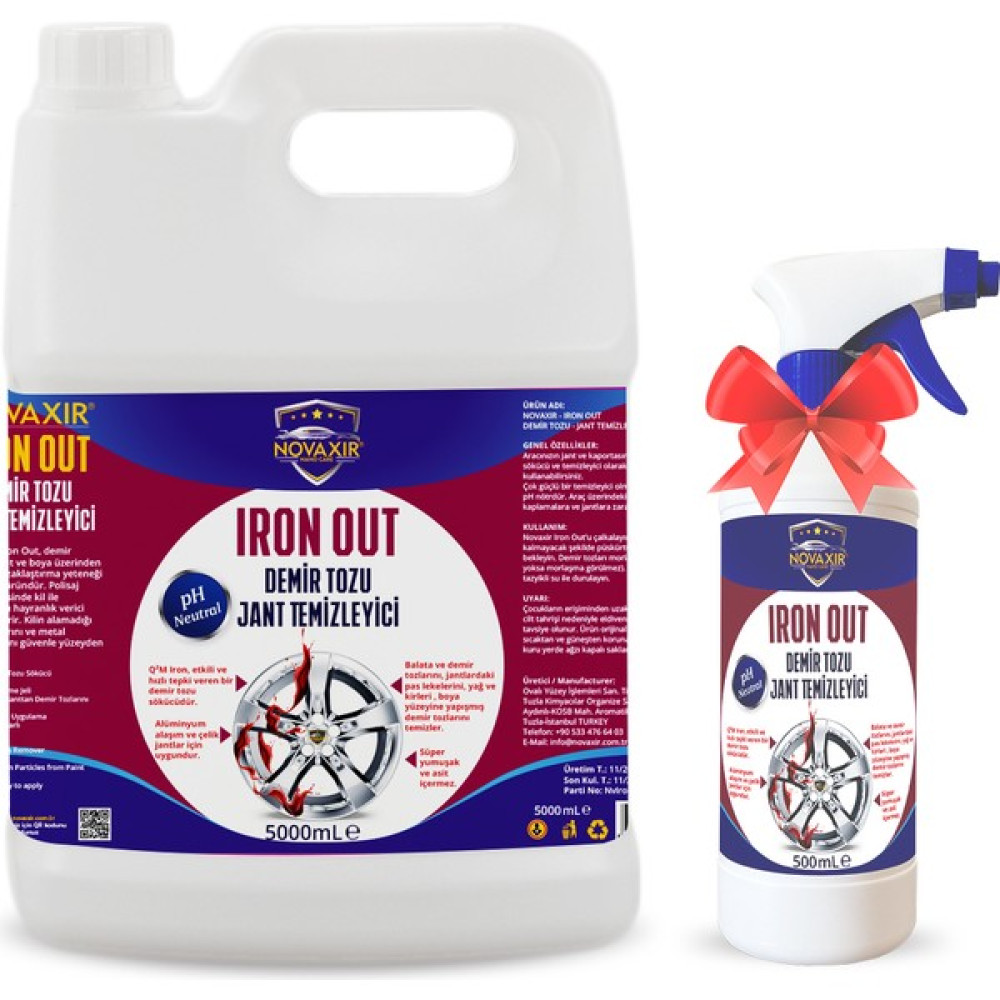 Novaxır Iron Out Demir Tozu Jant Temizleyici 5 Litre + 500 ML Konsantre Ph Nötr NVIR5L Jantlar & Jant Aksesuarları Fiyatı