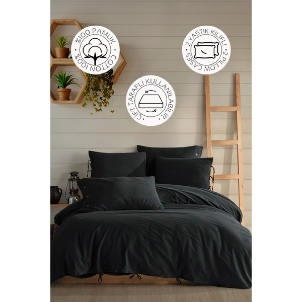 Novella Home Monarch Siyah Tek Kişilik Pamuk Yıkamalı Nevresim Takımı - 160 x 220 cm Nevresim Takımı Fiyatı