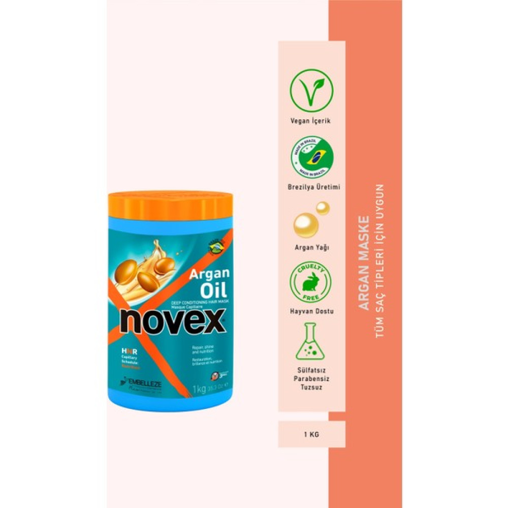 Novex Argan Oil - Yıpranmış ve Işlem Görmüş Saçlar Için Onarıcı Argan Yağı Içeren Saç Maskesi 1kg Saç Bakım Maskeleri & Serumlar & Spreyler Fiyatı