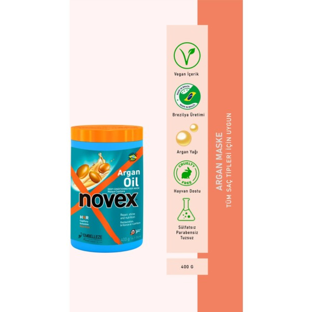 Novex Argan Oil - Yıpranmış ve Işlem Görmüş Saçlar Için Onarıcı Argan Yağı Içeren Saç Maskesi 400G Saç Bakım Maskeleri & Serumlar & Spreyler Fiyatı