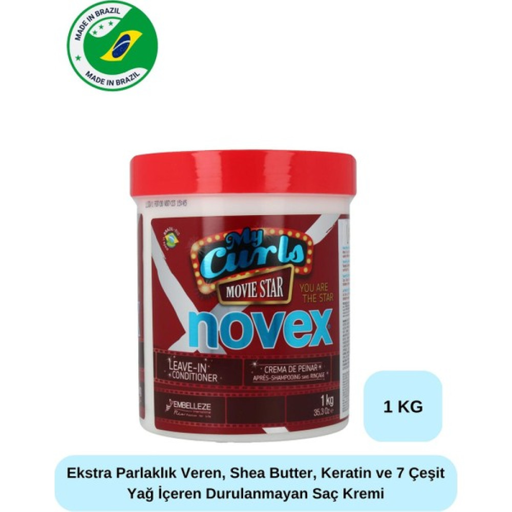 Novex My Curls Movıe Star - Ekstra Parlaklık Veren, Shea Butter, Keratin Ve 7 Çeşit Yağ Içeren Durulanmayan Saç Kremi 1kg Şampuan ve Saç Kremi Fiyatı