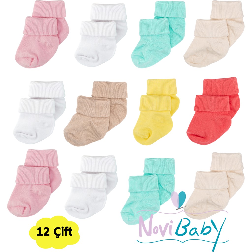 Novibaby 12'li Bambu Yenidoğan Bebek Çorap I Baby Girl I Kız Erkek Bebek Çorabı Diğer Fiyatı