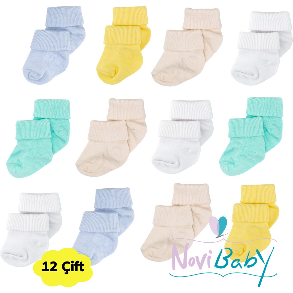 Novibaby 12'li Bambu Yenidoğan Bebek Çorap I Summer Boy I Kız Erkek Bebek Çorabı Diğer Fiyatı