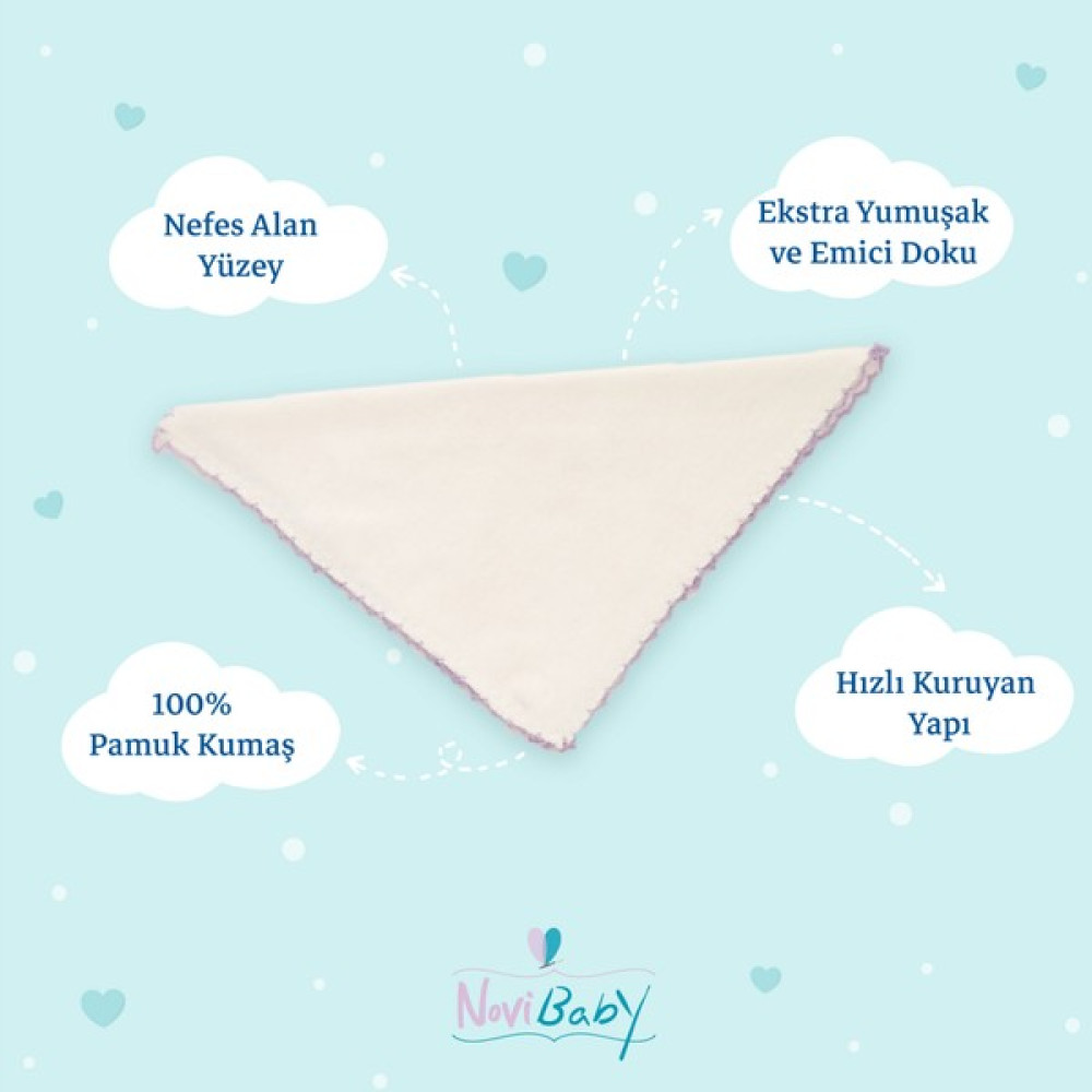 Novibaby 20’li Bebek Ağız Mendili – Beyaz - Yaka Salya Mendili Ağız Silme Mendili 100% Pamuk 17X17CM - Standart Mama Önlüğü Fiyatı