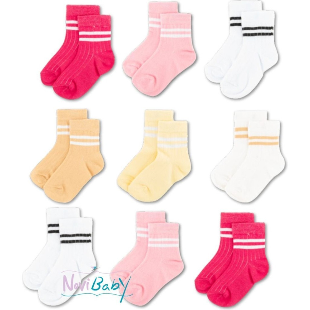Novibaby 9'lu Pamuklu Çocuk Kolej Soket Çorap Bebek Unisex Kız Kadın Erkek Okul Çorabı, Beyaz Siyah Pembe Erkek Çocuk Çorap Fiyatı