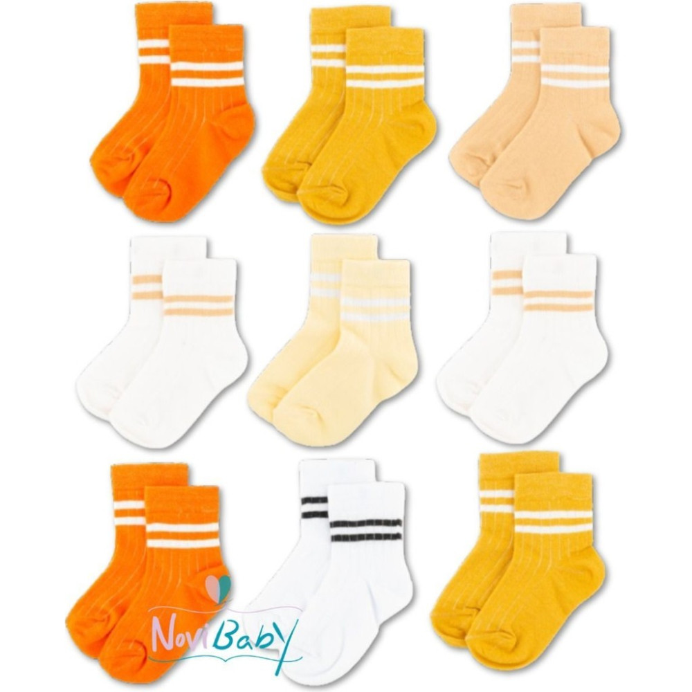 Novibaby 9'lu Pamuklu Çocuk Kolej Soket Çorap Bebek Unisex Kız Kadın Erkek Okul Çorabı, Beyaz Siyah Pembe Erkek Çocuk Çorap Fiyatı