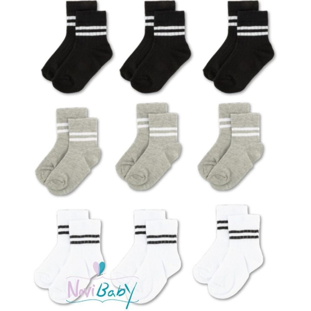 Novibaby 9'lu Pamuklu Çocuk Kolej Soket Çorap Bebek Unisex Kız Kadın Erkek Okul Çorabı, Beyaz Siyah Pembe Erkek Çocuk Çorap Fiyatı