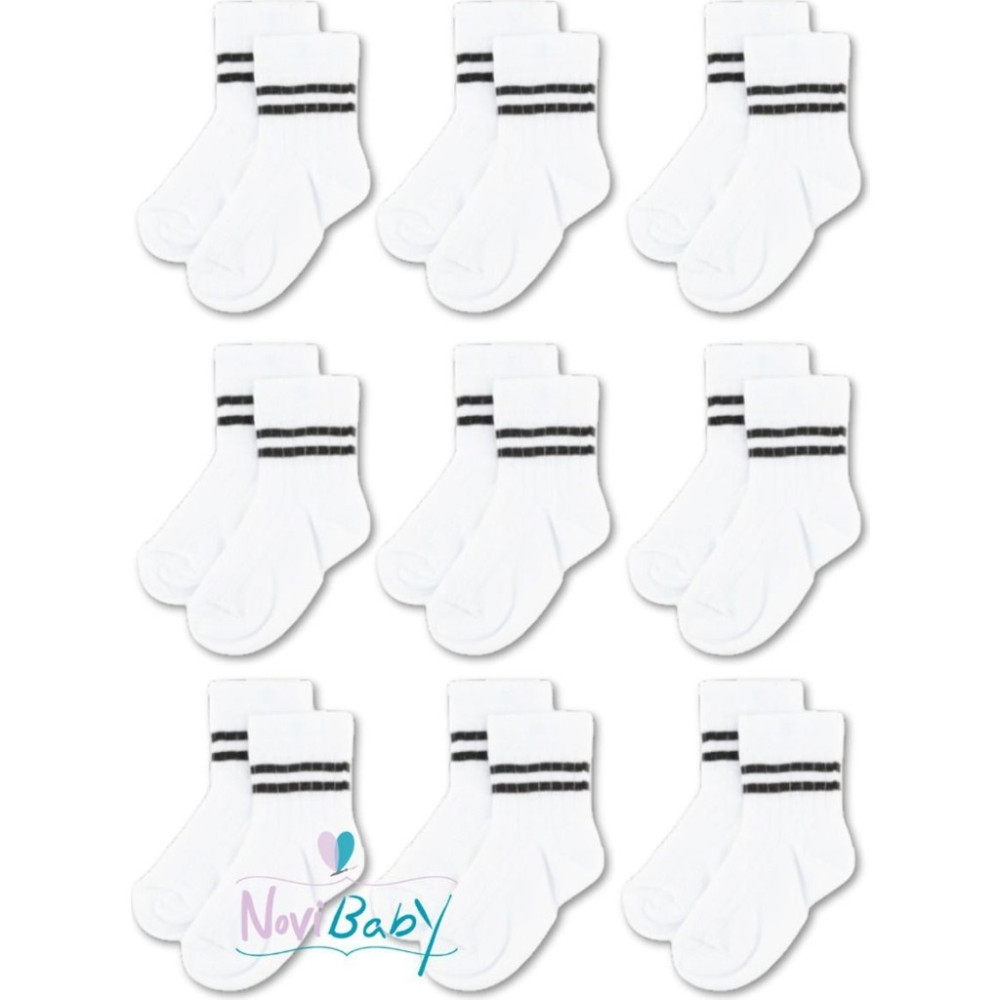 Novibaby 9'lu Pamuklu Çocuk Kolej Soket Çorap Bebek Unisex Kız Kadın Erkek Okul Çorabı, Beyaz Siyah Pembe Erkek Çocuk Çorap Fiyatı