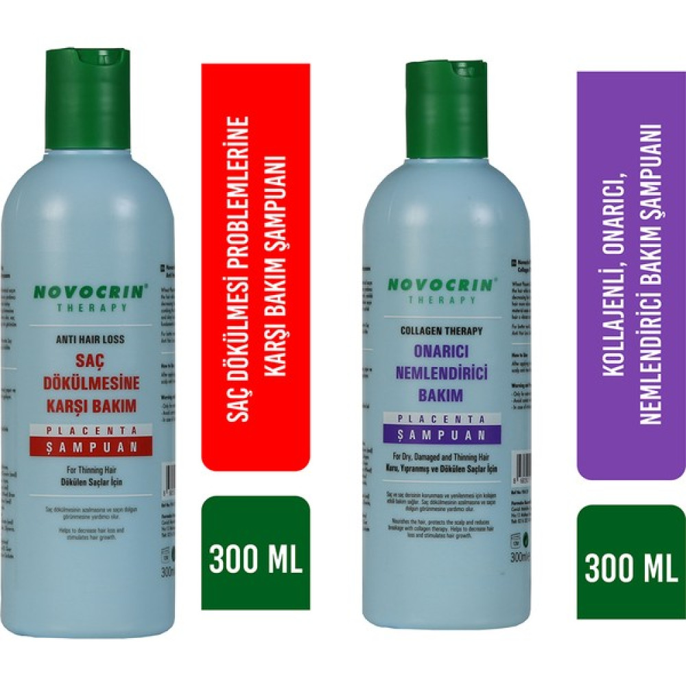 Novocrin Yeni Placenta Bakım Şampuanı & Collagen Therapy Şampuan 300 ml 2'li Şampuan ve Saç Kremi Fiyatı