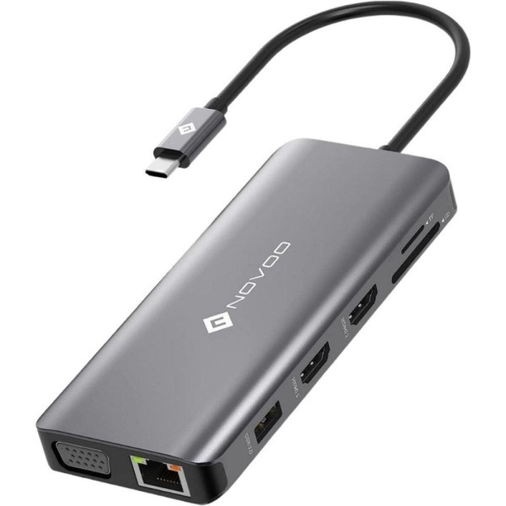Novoo Type-C To 2*hdmı VGA 4*usb-A RJ45 Ethernet Pd 100W Aux Tf Sd Kart Okuyucu Dönüştürücü Bilgisayar Çevirici ve Adaptörü Fiyatı