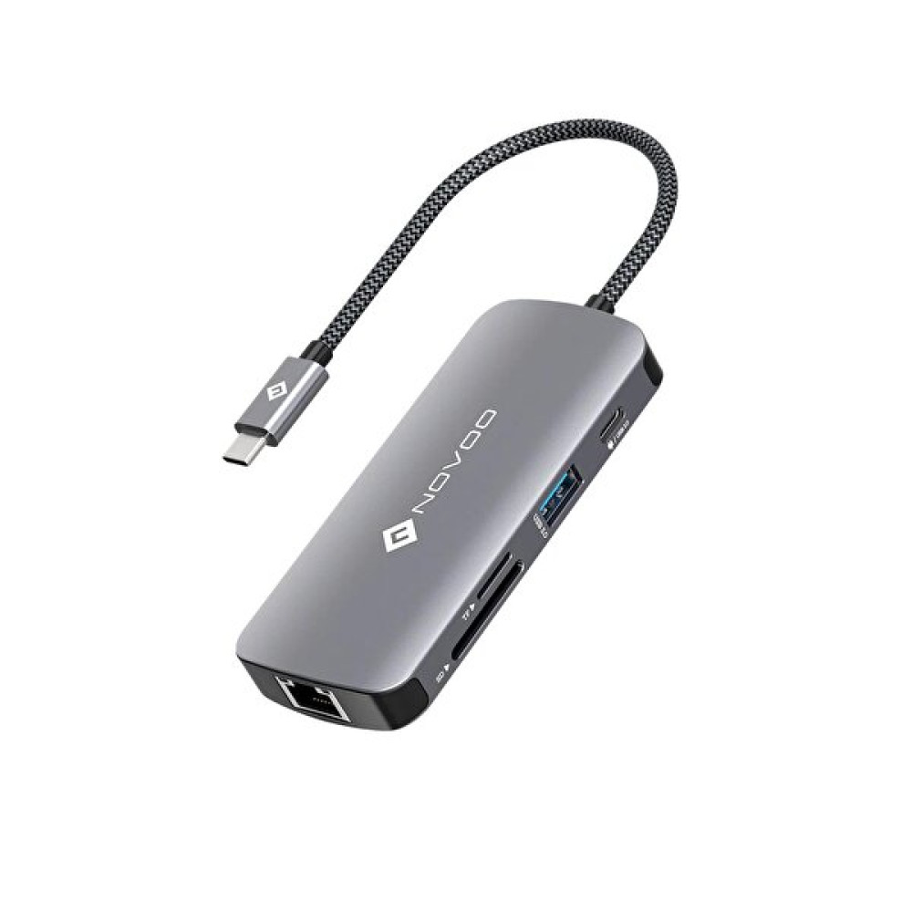 Novoo Type-C to 3xUSB-A 3.0 4K Hdmi Rj45 Ethernet PD TF SD Kart Okuyucu Dönüştürücü Hub USB & Firewire Ürünleri Fiyatı