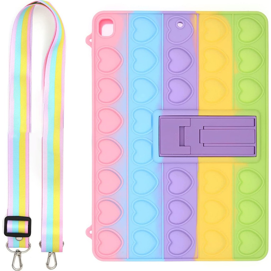 NovStrap Apple iPad 6 Nesil 9.7 2018 Uyumlu Kılıf Popit Tablet Kılıfı Askılı Standlı A1893 A1954 - Sarı - Pembe Tablet Kılıfı Fiyatı