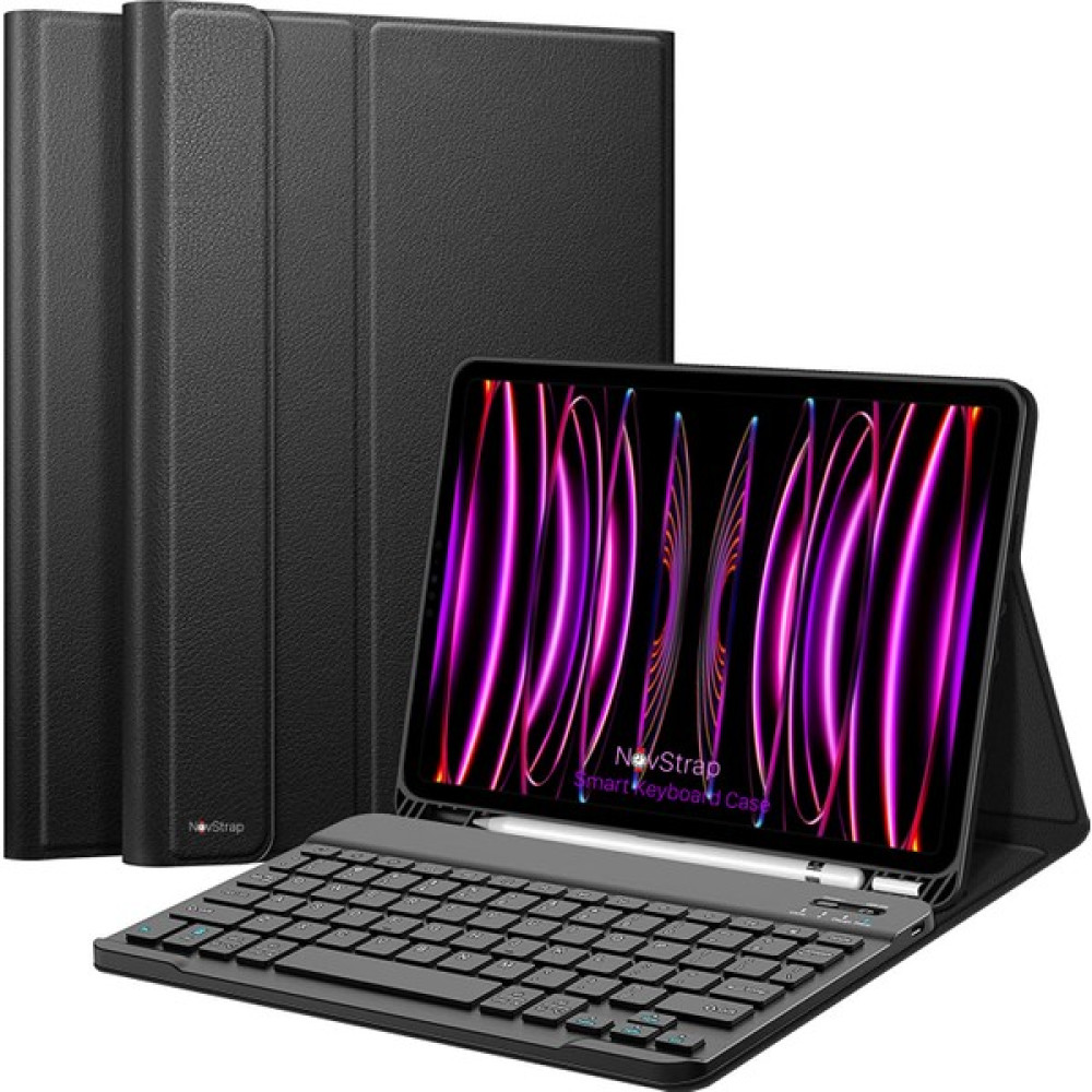 Novstrap Apple iPad Pro 11 2022 2021 2020 2 3 4 Nesil Uyumlu Bluetooth Klavyeli Kılıf Kalem Bölmeli - Siyah Tablet Kılıfı Fiyatı