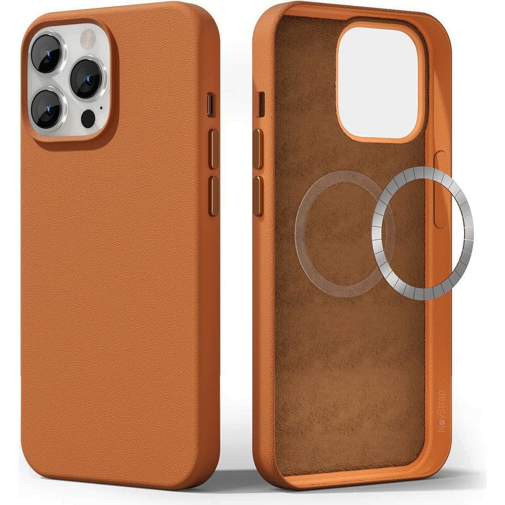 Novstrap Apple iPhone 14 Pro Uyumlu Kılıf 6.1 Inç Magsafe ile Uyumlu Deri Kılıf Içi Kumaş Kadife - Kahverengi - iPhone 14 Pro (6.1 inç) Cep Telefonu Kılıfı Fiyatı