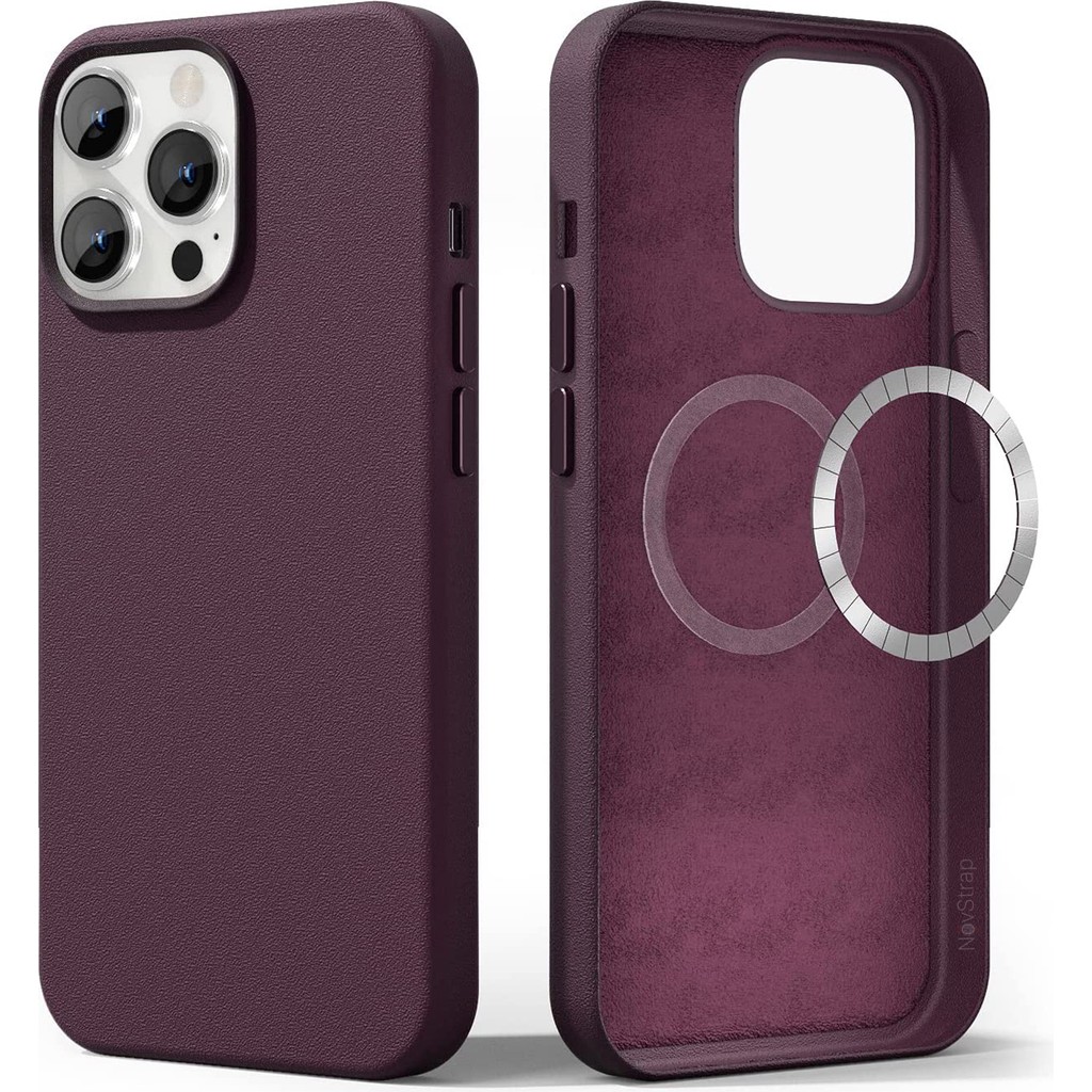 Novstrap Apple iPhone 14 Pro Uyumlu Kılıf 6.1 Inç Magsafe ile Uyumlu Deri Kılıf Içi Kumaş Kadife - Mor - iPhone 14 Pro (6.1 inç) Cep Telefonu Kılıfı Fiyatı