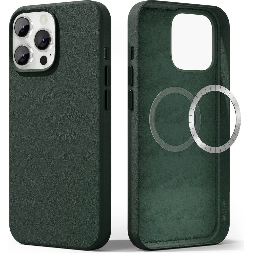 Novstrap Apple iPhone 14 Pro Uyumlu Kılıf 6.1 Inç Magsafe ile Uyumlu Deri Kılıf Içi Kumaş Kadife - Yeşil - iPhone 14 Pro (6.1 inç) Cep Telefonu Kılıfı Fiyatı