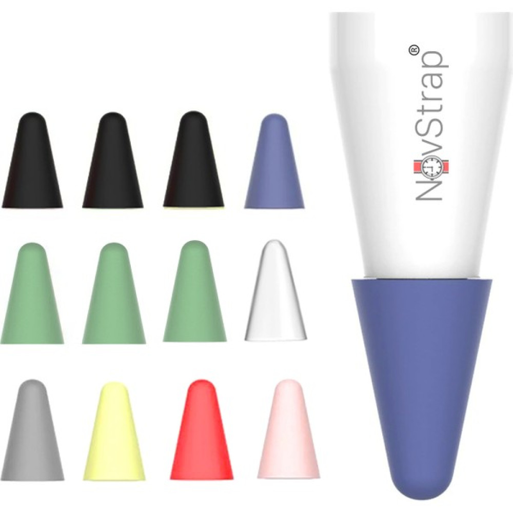 Novstrap Apple Pencil 1-2 Nesil Uyumlu Kalem Ucu Koruyucu Silikon Kılıf 12 Adet Mix Colour Paket - Siyah Tablet Aksesuarı Fiyatı