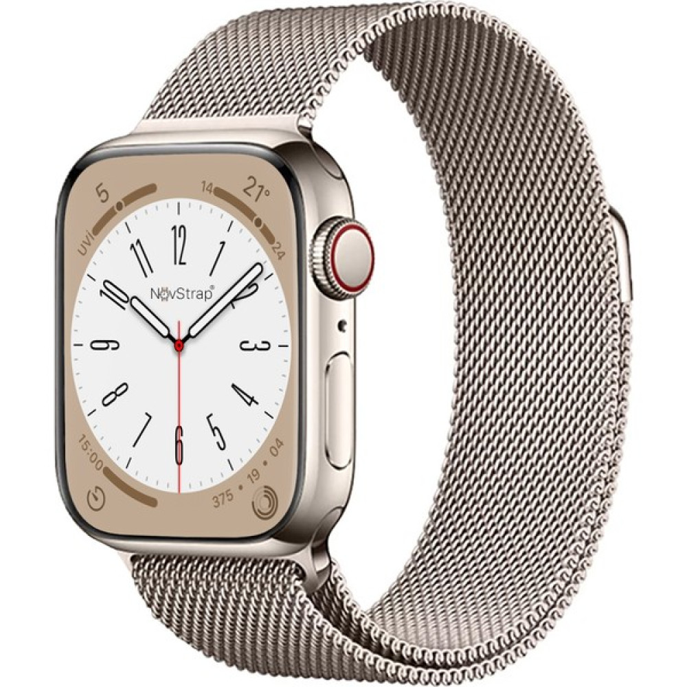 NovStrap Apple Watch 38 40 41 mm Seri 3 4 5 6 7 8 9 Se ile Uyumlu Kordon Starlight Hasır Örgü Metal - APPLE WATCH 38/40/41mm Giyilebilir Teknoloji Aksesuarları Fiyatı